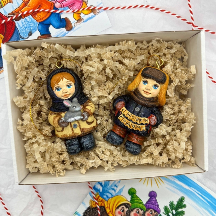 Новинка!  Очень антуражные, милые новогодние елочные игрушки!